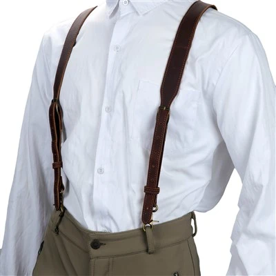 TOURBON Suspenders Leather Men's Braces Adjustable